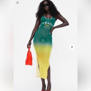 Gradient Green and Yellow Swim Coverup